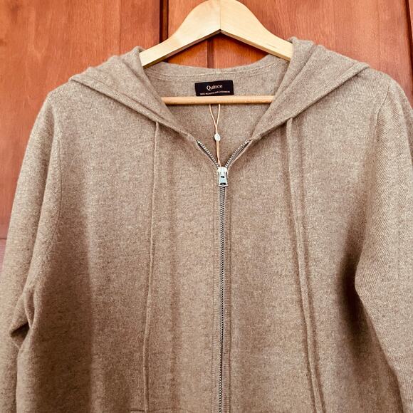 Quince 100% Mongolian Cashmere Sweater Full Zip Hoodie Teak Size XL NEW - Picture 4 of 10